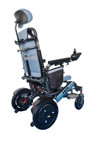 HK Aluminum Pro | Foldable electric wheelchair | 360°joystick |Dual motors & batteries | Reclining | Remote control