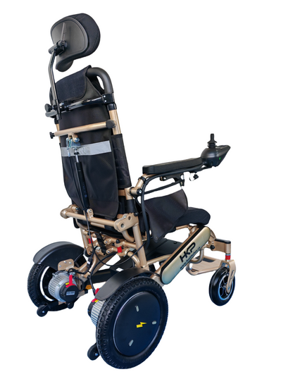 HK Aluminum Pro | Foldable electric wheelchair | 360°joystick |Dual motors & batteries | Reclining | Remote control