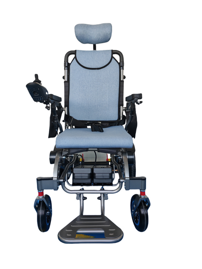 HK Aluminum Pro | Foldable electric wheelchair | 360°joystick |Dual motors & batteries | Reclining | Remote control