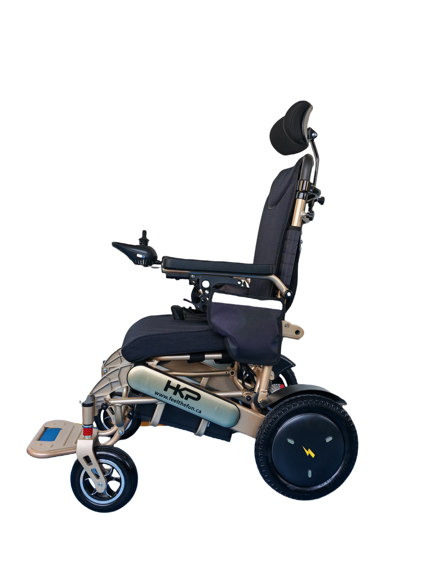 HK Aluminum Pro | Foldable electric wheelchair | 360°joystick |Dual motors & batteries | Reclining | Remote control